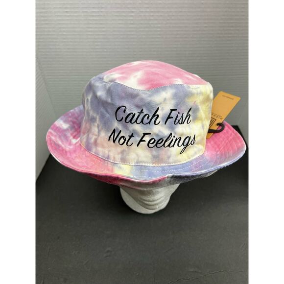 MIRMARU Catch Fish Not Feelings” Tie Dye Bucket Hat 100% Cotton - Picture 3 of 10